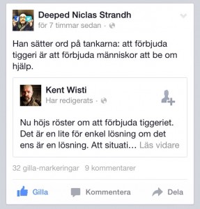Skärmdump från mitt fb-flöde