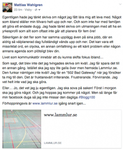 Skärmdump från Facebook.