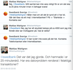 Skärmdump på twitterkonversation