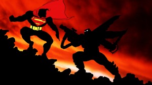 Ja, bilden är från eposet Dark Knight Returns, men det är så mycket som "lånats" från detta till filmen. Åtminstone när man tittar på traileran. Det är därför mina förväntningar är så... så... räcker det ens att säga superhöga?