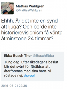 Drygt sex timmar, sedan försöker Kd:s ordförande få det att låta som om partiet röstade nej. När de istället lade ner sina röster. "Man ska inte ljuga..."