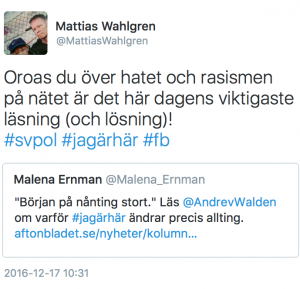 Skärmdump från Twitter.